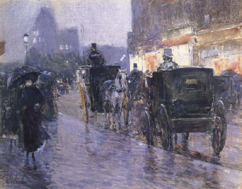 Childe Hassam Horse Drawn Coach at Evening china oil painting image